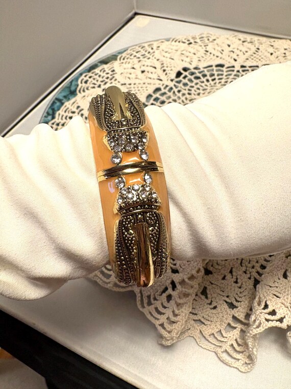 Insect Hinged Bracelet Solid Butterscotch over Go… - image 1
