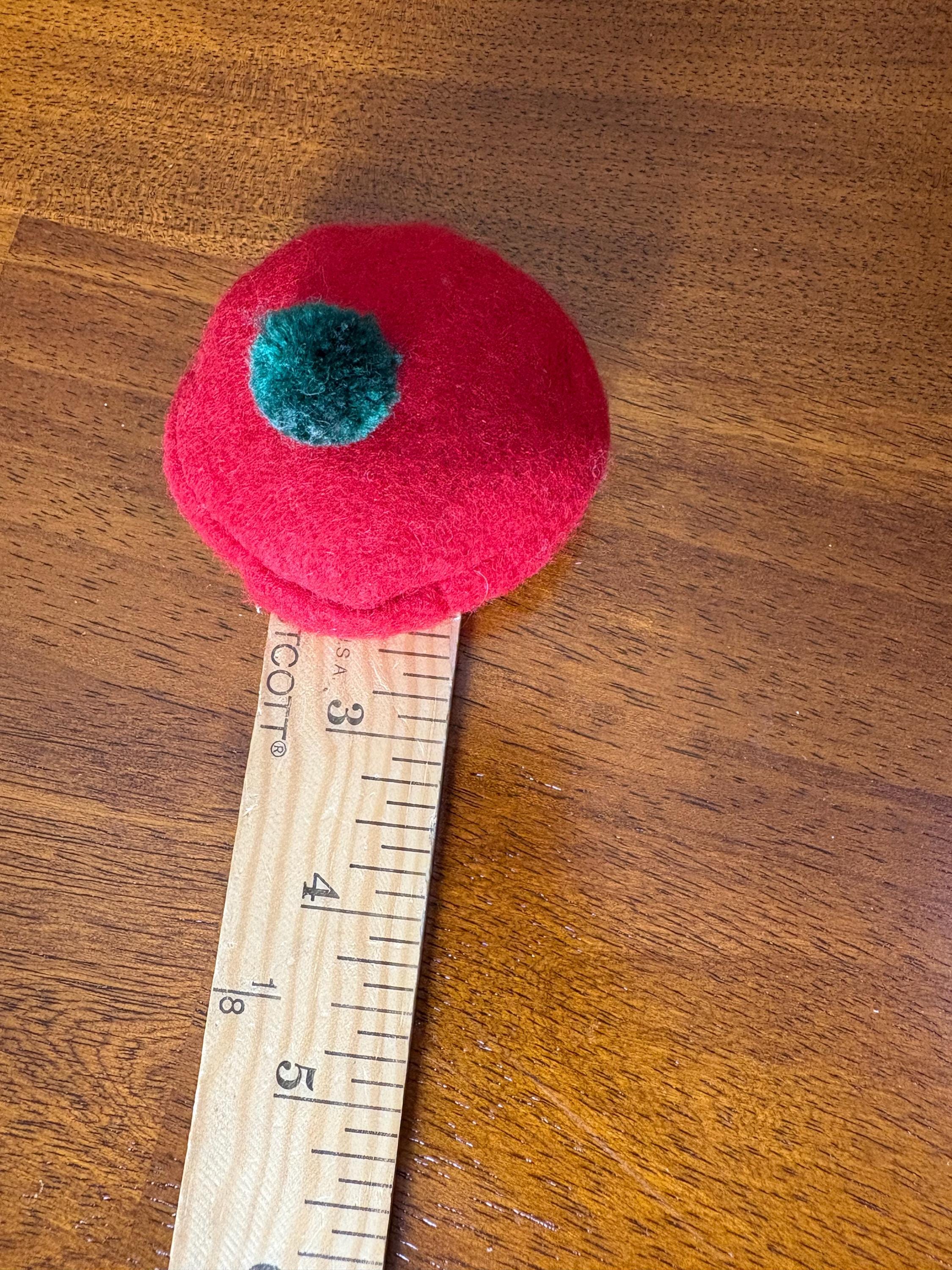 Vintage Red Wool Doll Hat Beret Hat With Blue Pom Pom
