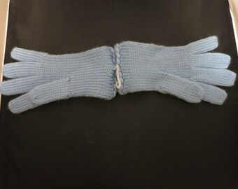Blue Knit Gloves with braided wrist cuff size L