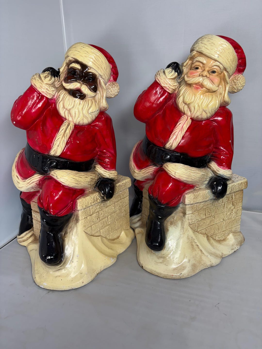 santa様 リクエスト 10点 まとめ商品 Home Decor Assoc Inc. 1974 Chalkware Santa Claus Chimney 13 Inches