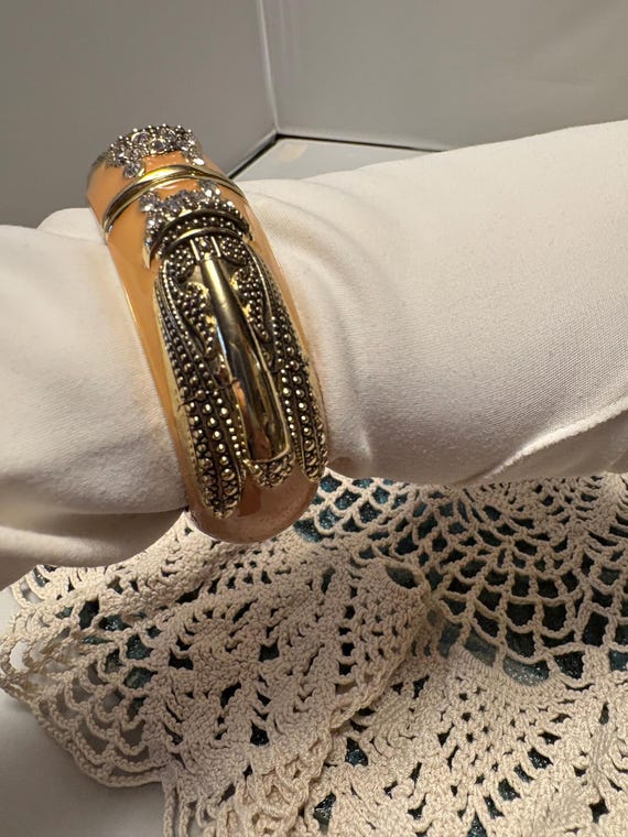 Insect Hinged Bracelet Solid Butterscotch over Go… - image 13