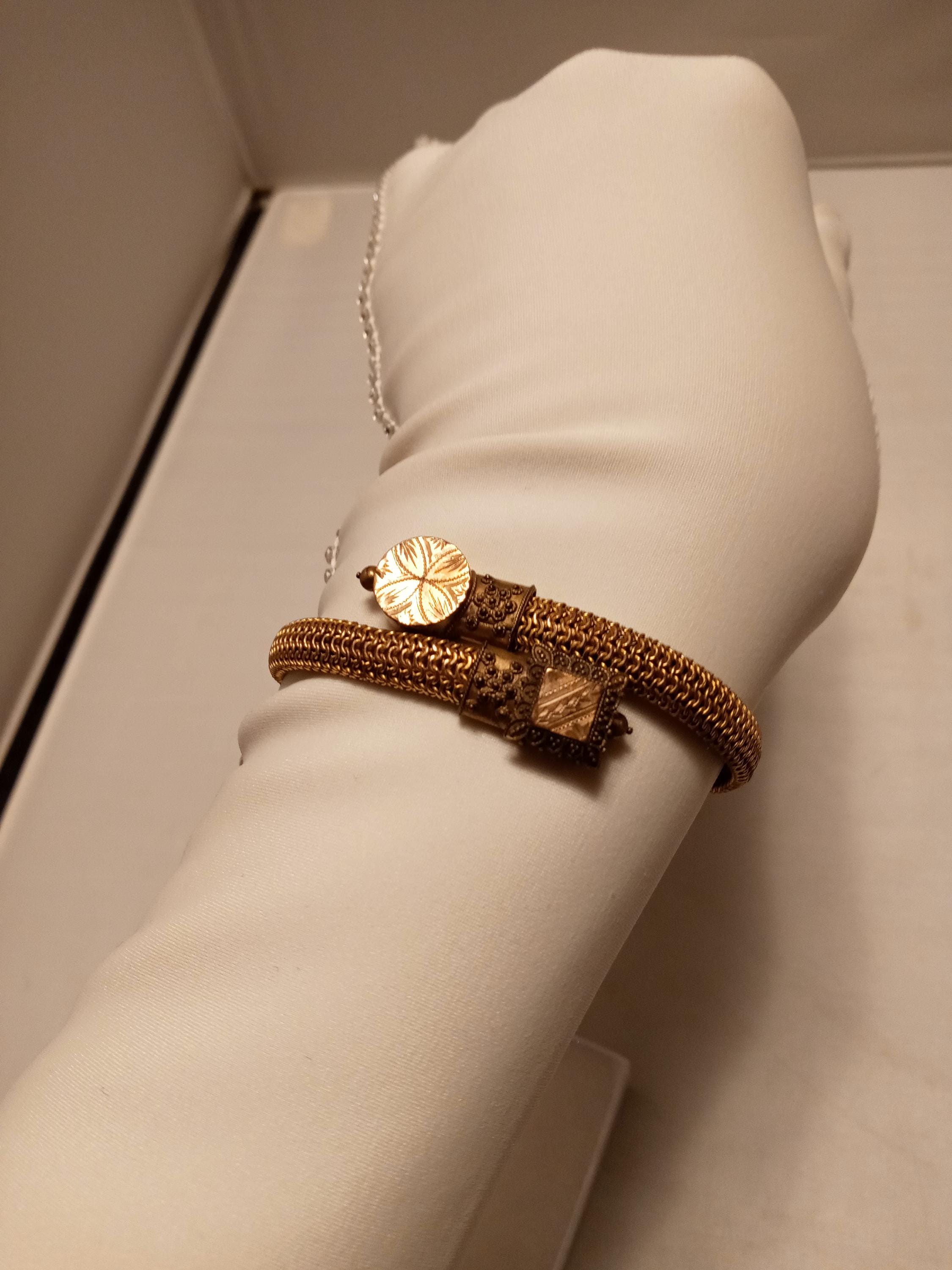 Victorian Etruscan Revival Bracelet Gold Filled Bypass Wrap Cuff