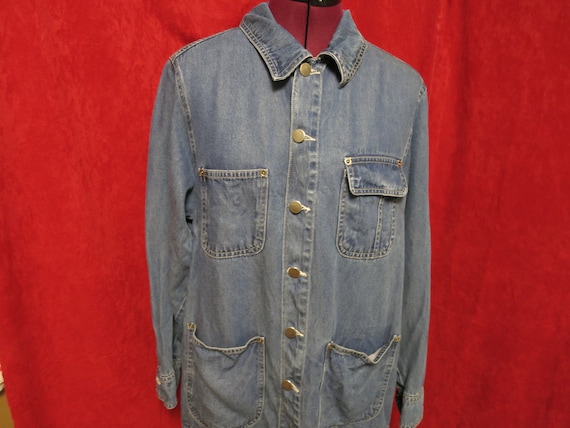 Vintage Chicos Denim Jean Shirt Jacket Size 1 Men… - image 2