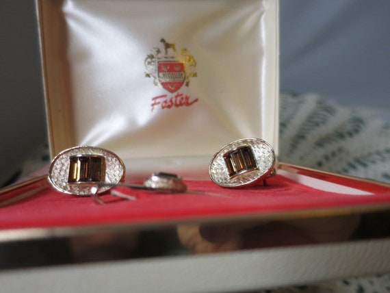 Vintage Foster Cufflinks and Tie Clip Boxed Set c… - image 2