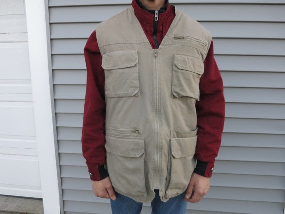 Vintage LL Bean Outdoor Cargo Vest Fishing Hiking Quilted
