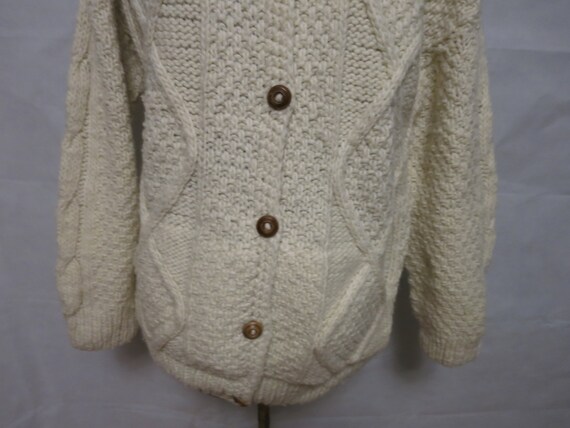 Vintage Knit Cardigan Sweater Cream Color Wool Bl… - image 3