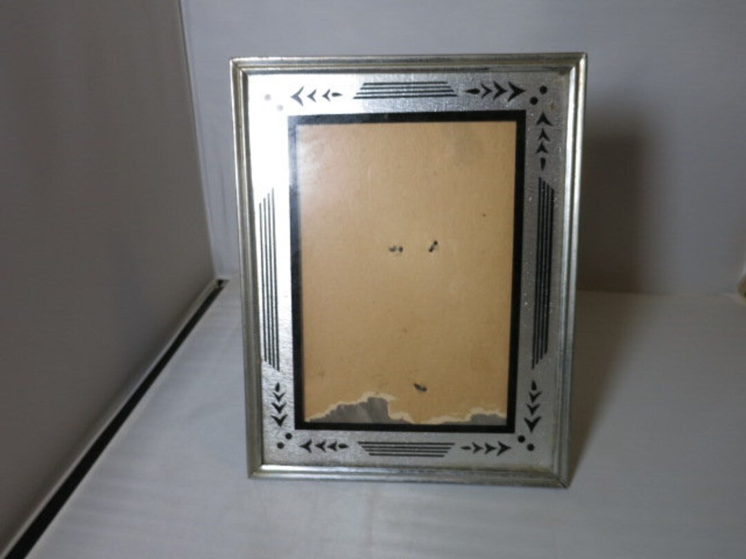 Vintage Art Deco Metal Frame With Silver Black Silhouette Mat Etsy