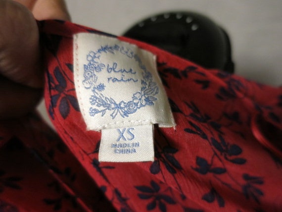 Vintage Blue Rain Mini Dress Red With Black Floral Size XS Lined - Etsy