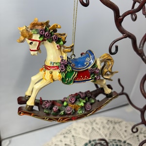 Vintage Rocking Horse Floral Motif Ornament