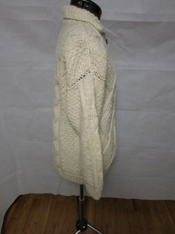 Vintage Knit Cardigan Sweater Cream Color Wool Bl… - image 6