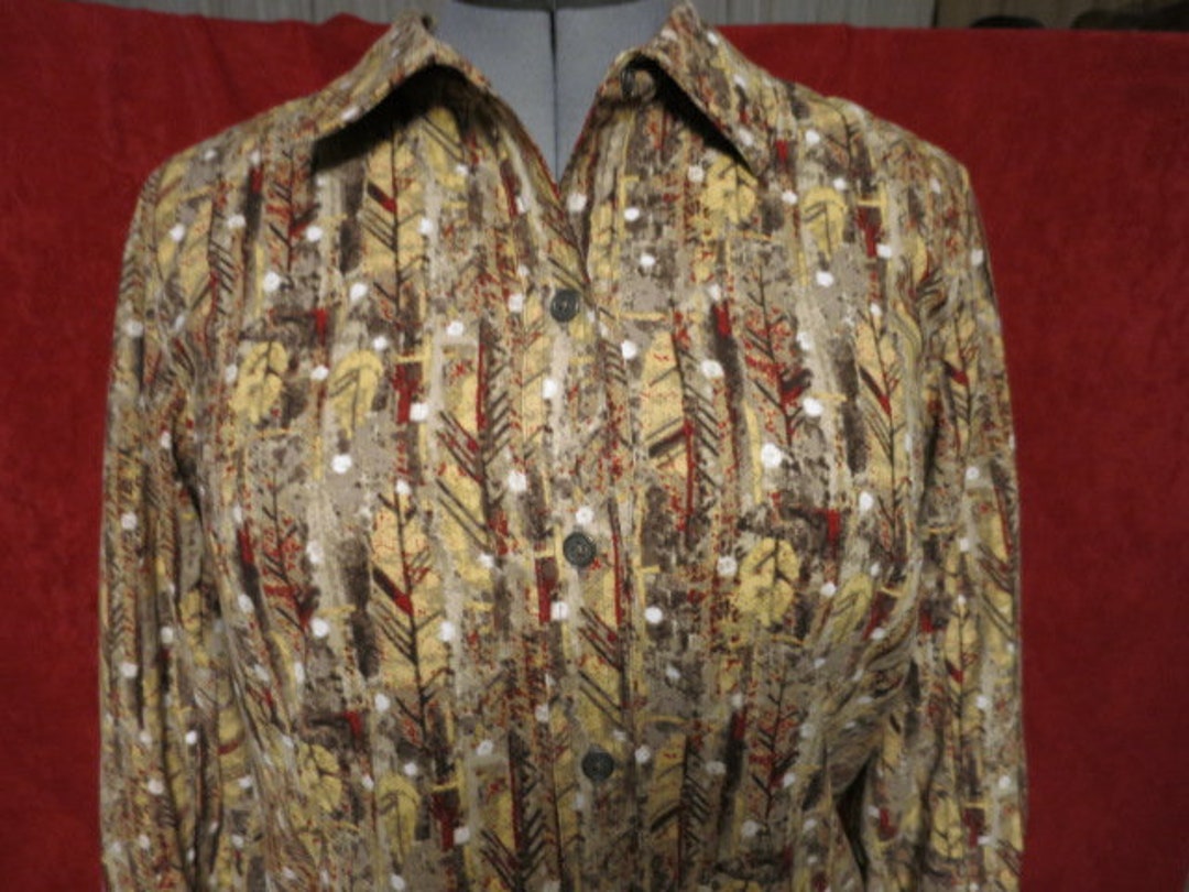 Christopher & Banks Embroidered Vintage Leaf Button Sweater-Bust 42