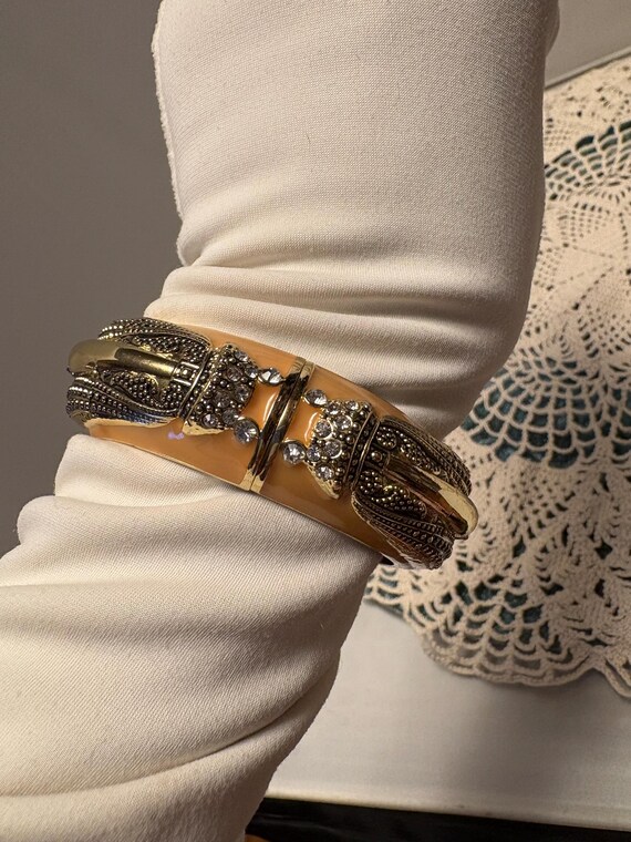 Insect Hinged Bracelet Solid Butterscotch over Go… - image 3