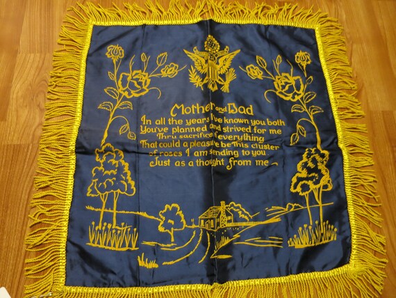 Vintage Souvenir Pillow Cover Case Serviceman Mom and Dad Gift