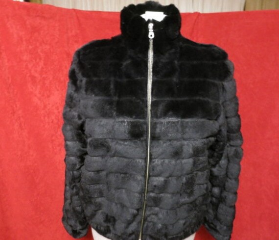 Linda Richards Polar Black Rabbit Fur Jacket Size Large Etsy UK