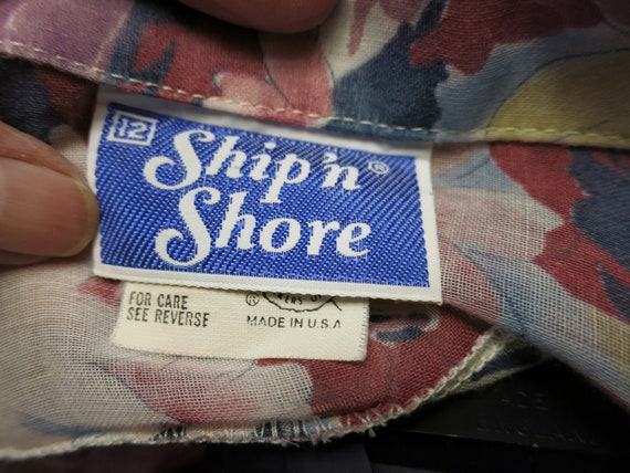 Vintage Ship N Shore Blouse Floral Abstract Size … - image 7