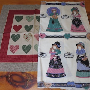 Vintage Heart Block Pillow Panel or Victorian Courtship Dolls Pattern Springs Industries Inc. fabric Choice listing