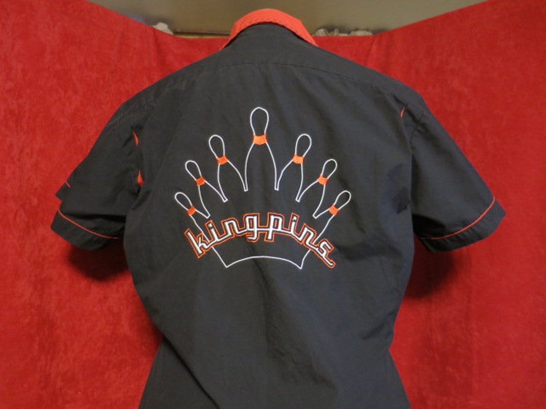 Vintage David Carey Originals Men's King Pin Bowling Shirt Size M Black