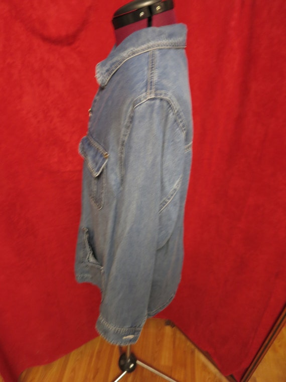 Vintage Chicos Denim Jean Shirt Jacket Size 1 Men… - image 3