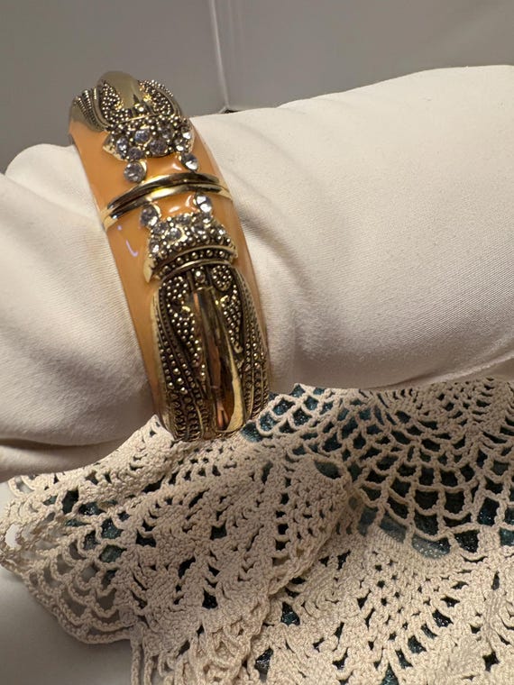 Insect Hinged Bracelet Solid Butterscotch over Go… - image 14