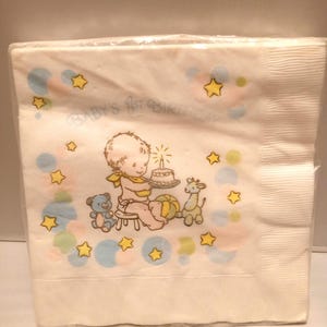Hallmark Baby's 1st Birthday Luncheon Napkins 15 Napkins MIP Vintage 1970s