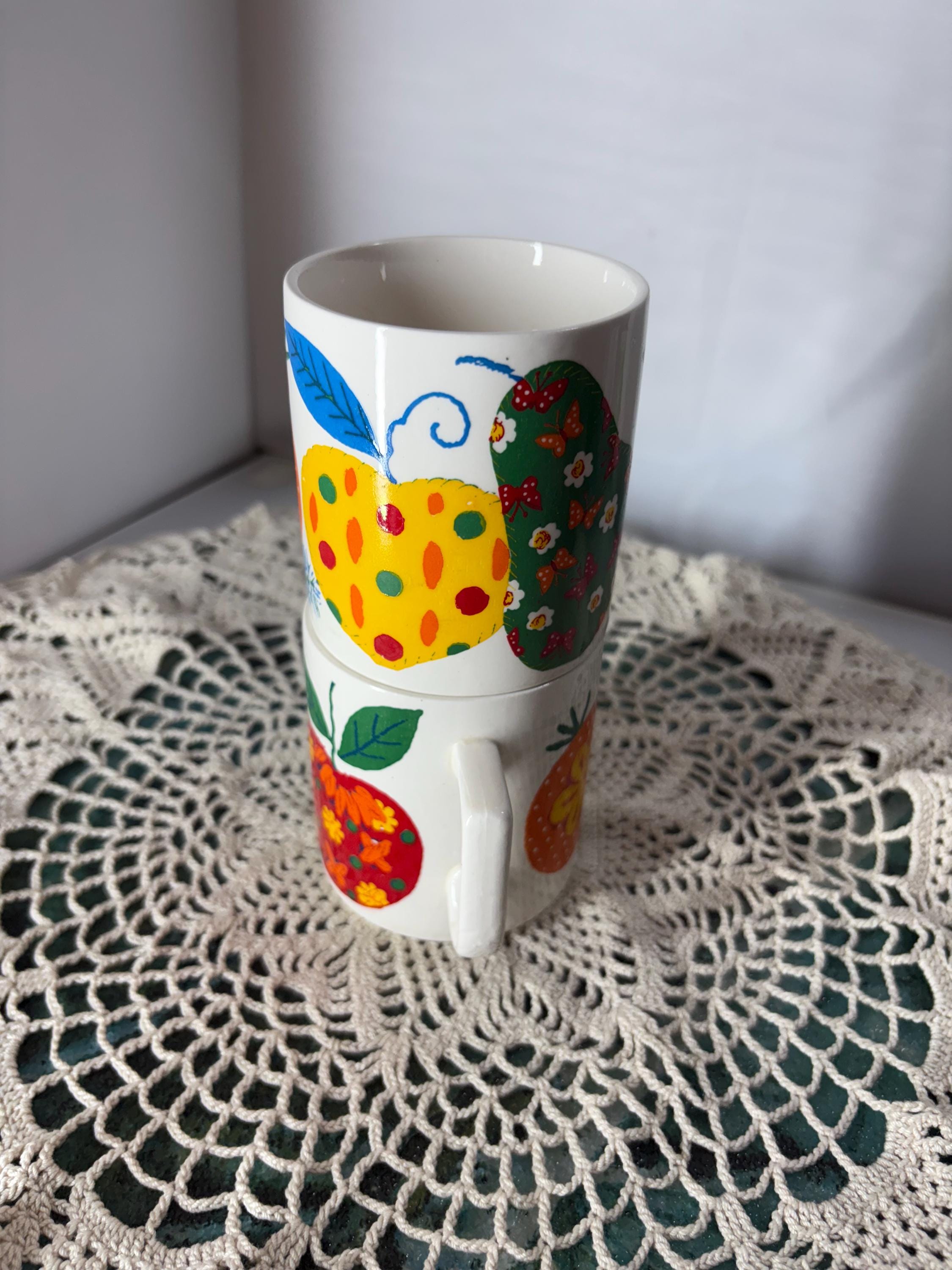Nester Japan Vintage Retro Stacking Fruit Cup Mug Set of 2 as