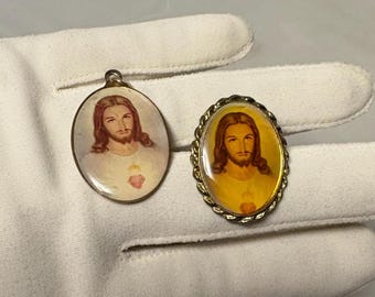 Vintage Sacred Heart of Jesus Pendant or Lapel Pin Choice Listing
