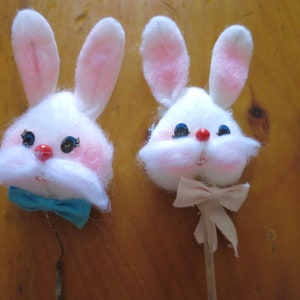 Vintage Cotton Bunny Rabbit Flower Arrangement Picks