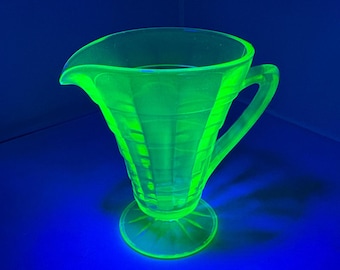 Jarra de crema Anchor Hocking Block Optic de vidrio de uranio verde
