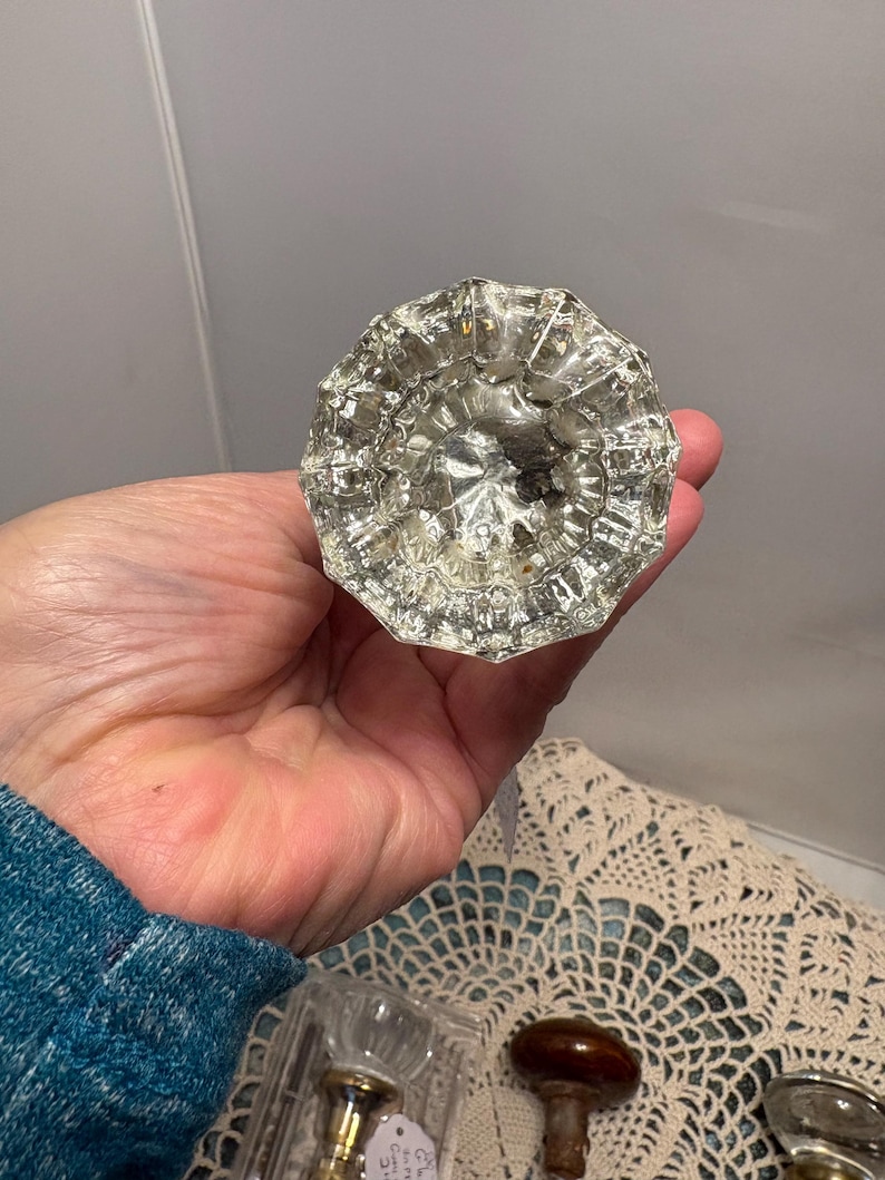 Vintage Door Knob Choice Listing Fluted Glass Parks Bennington Starburst Fluted Glass