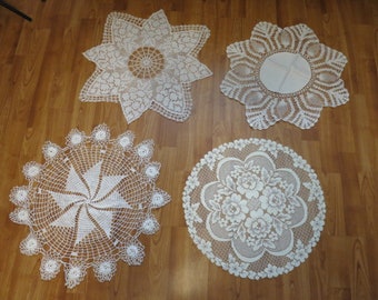 Vintage Crochet Round Doilies Choice Listing from 19 1/2 to 25 inches