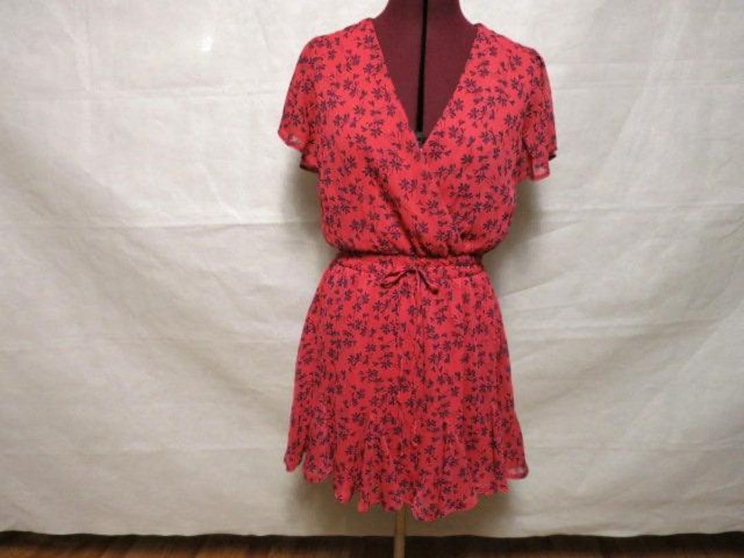 Vintage Blue Rain Mini Dress Red With Black Floral Size XS Lined - Etsy