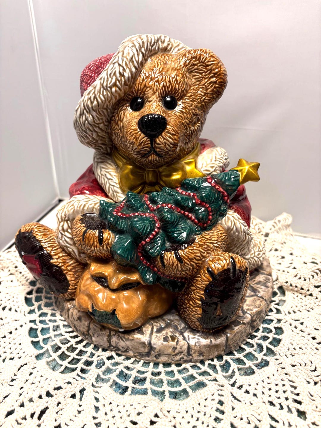 Boyds Grenville the Santa Bear Cookie Jar 1998 - Etsy