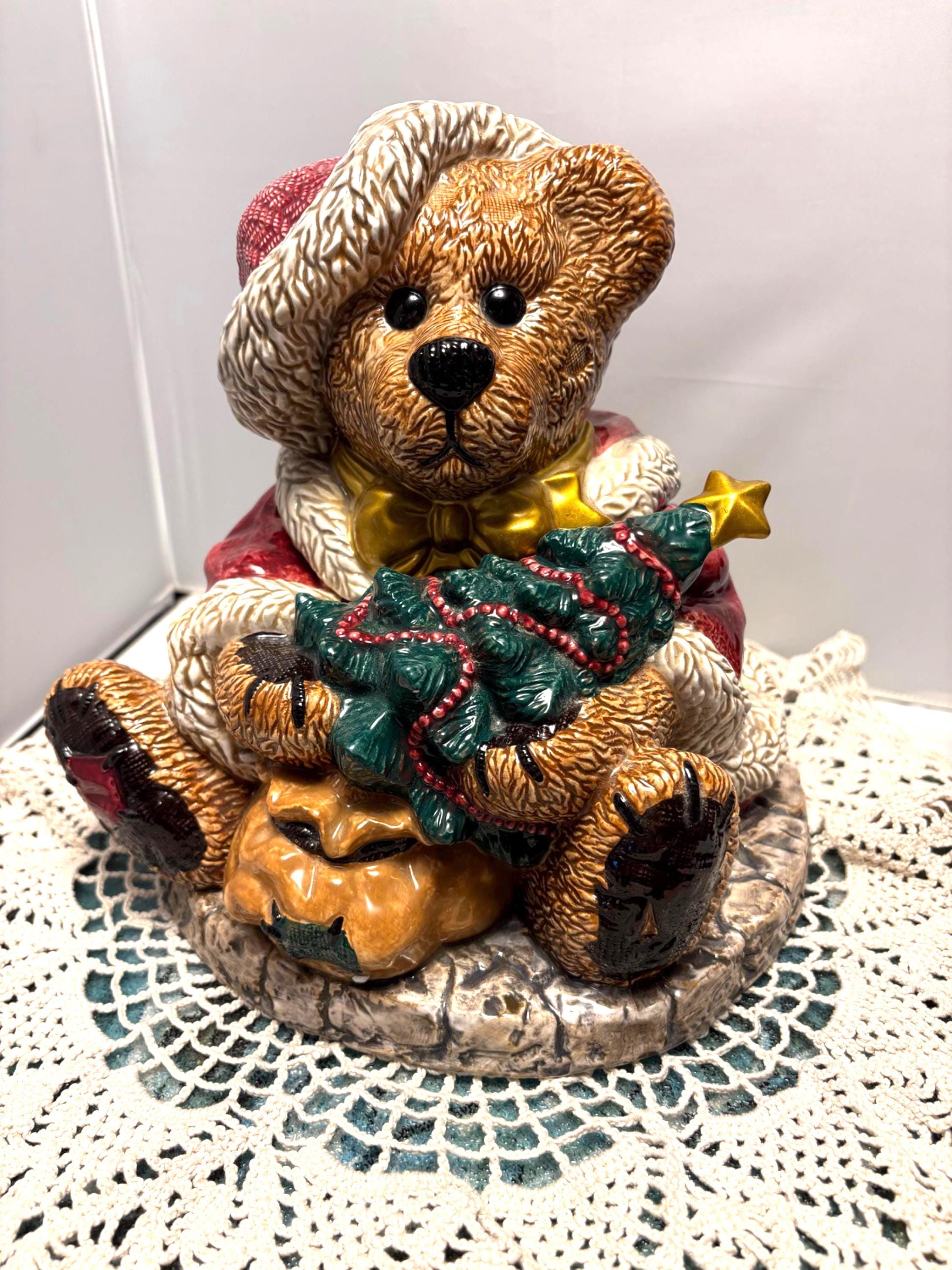 Boyds Grenville the Santa Bear Cookie Jar 1998 - Etsy