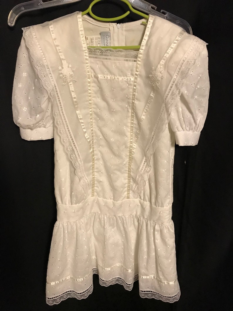 Gunne Sax Dress Girls size 8 white first communion flower girl summer fun dress vintage 1970s