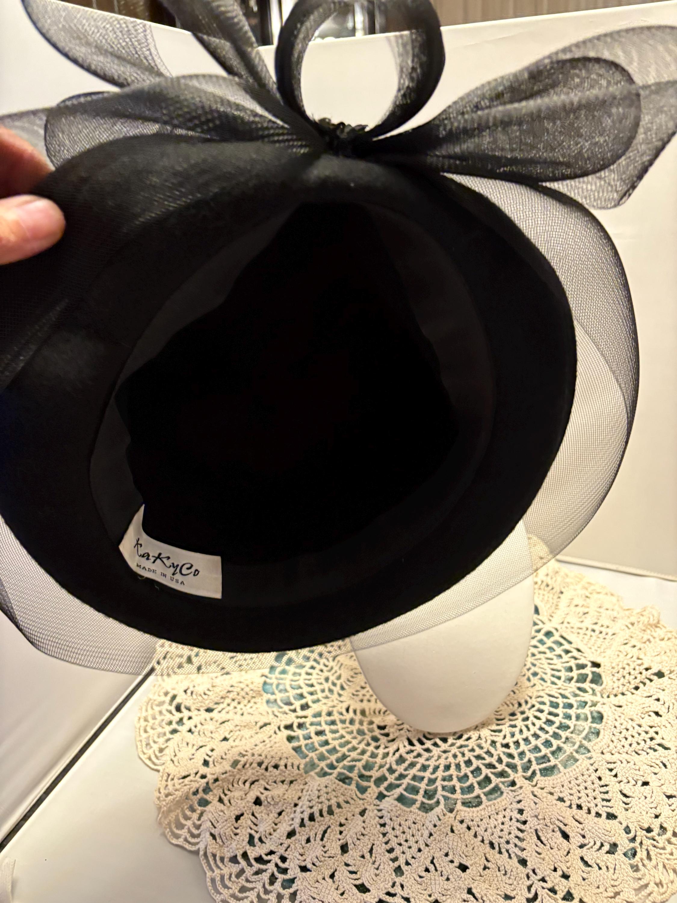 Black Felt up Brim Hat With Net Bow, Sequins & Lace - Etsy