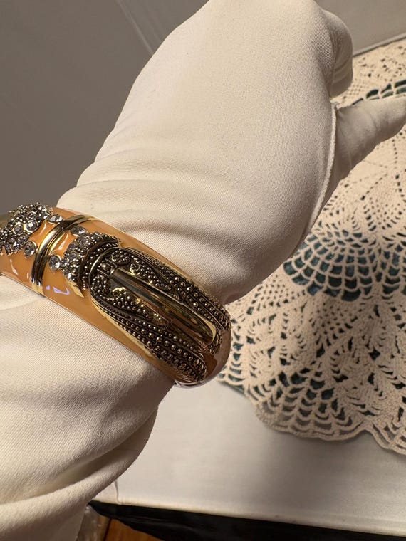 Insect Hinged Bracelet Solid Butterscotch over Go… - image 7