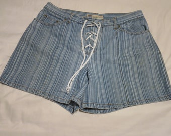 Striped Denim Shorts - Etsy Australia