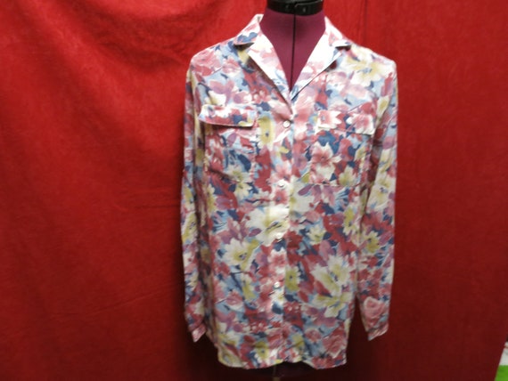 Vintage Ship N Shore Blouse Floral Abstract Size … - image 1