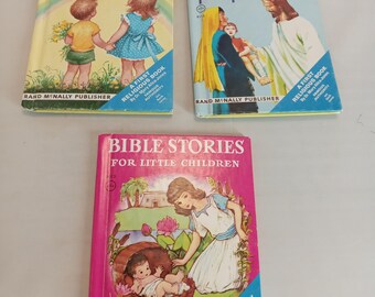 Vintage God Is Good or Jesus Who Helped People or Bible Stories For Little Children Choice of Books by Dr. Mary Alice Jones 1955