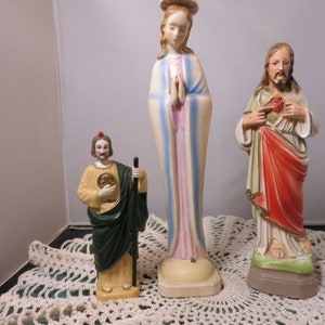 Choice Vintage Statue Figurine Saint Jude Plastic Statue or Praying Madonna Virgin Mary Goebel or Jesus Sacred Heart CS 110