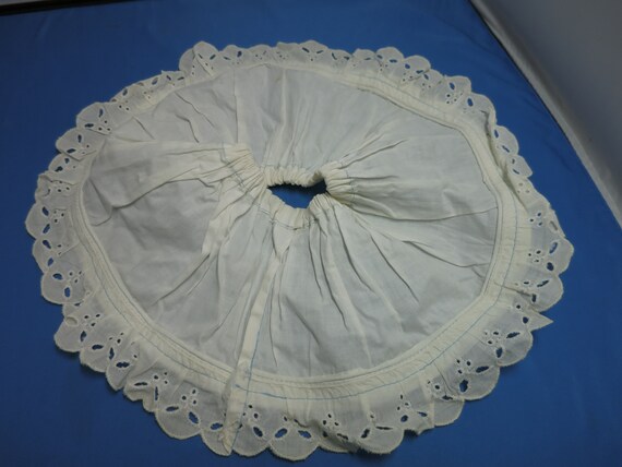 Antique Baby Skirt Slip White cotton blue embroid… - image 5