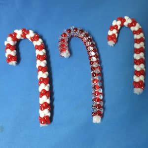 Beaded Candy Cane set of 3 Christmas Ornament