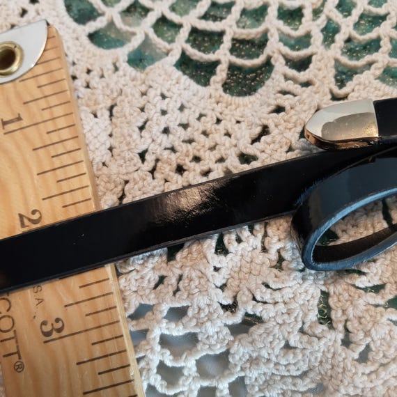 Vintage Fashion Bow Belt Black Patent Leather Size S Fits 25  display picture 1