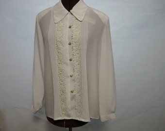 トップス ohotoro Pintuck Lace Blouse beige OHOTORO Pintuck Lace Blouse