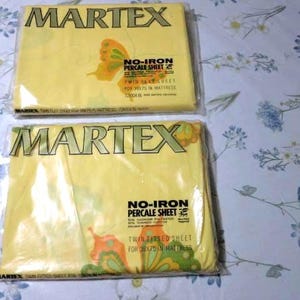 Prześcieradło Vintage Martex Twin, nadruk motyli, wybór perkalu z lat 60.