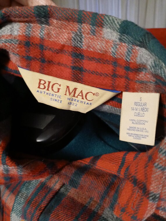 90'S Vintage Big Mac Lightflannel Check Shirt, Men's Size XL cotton white type Vintage Second Hand
