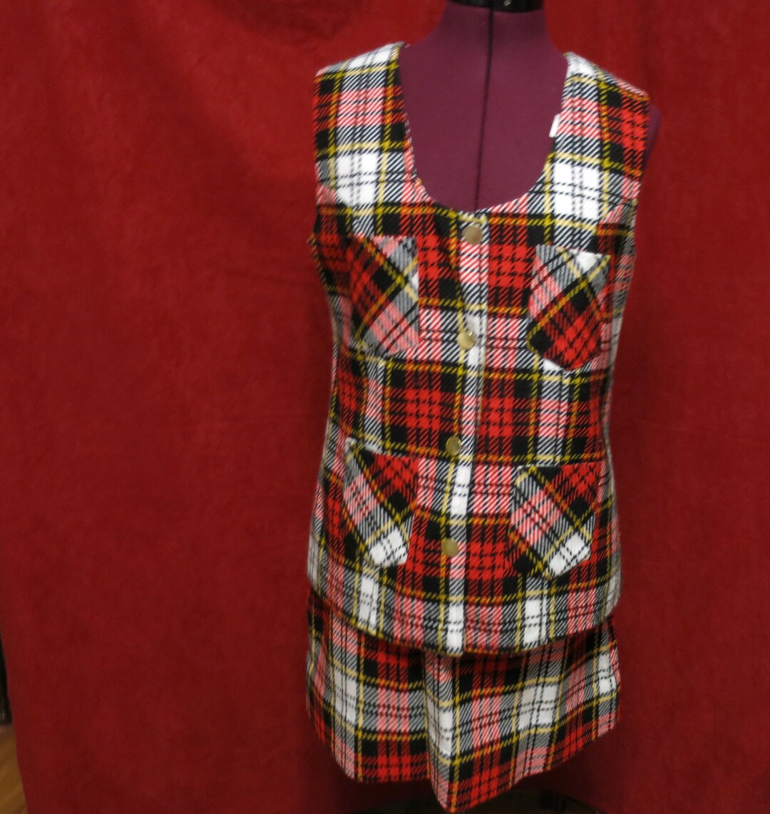 Review for Vintage plaid shirt skirt + black skirt yv42206 main image 0