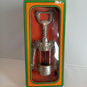 Mid Century Lever Corkscrew from Italy Boxed Artistic series &#39;The Ducale designed with grape motif