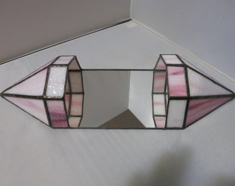Schlackenglas Buntglas Stil Kosmetikspiegel Tablett oder was nicht kunststoff & Metall Rosa Weiß Silber