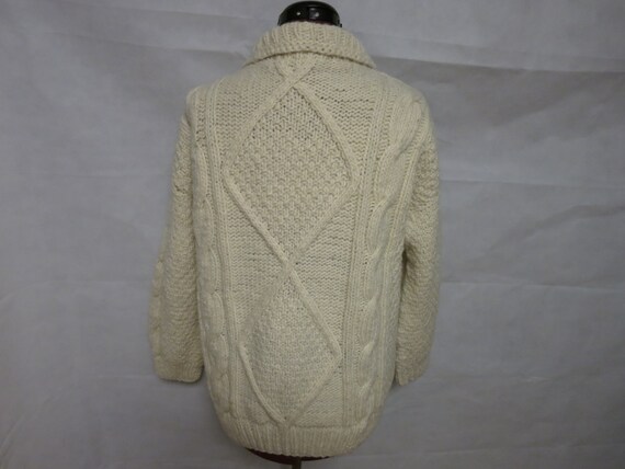 Vintage Knit Cardigan Sweater Cream Color Wool Bl… - image 5